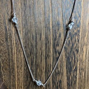 Vintage 1977 Avon lead crystal bead necklace with a silver-tone chain finish